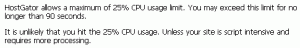 HostGator主机CPU参数限制说明
